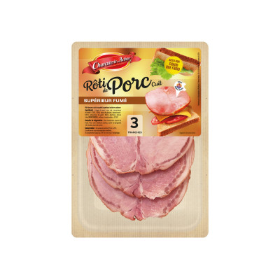 3 tranches de rôti de porc cuit supérieur fumé