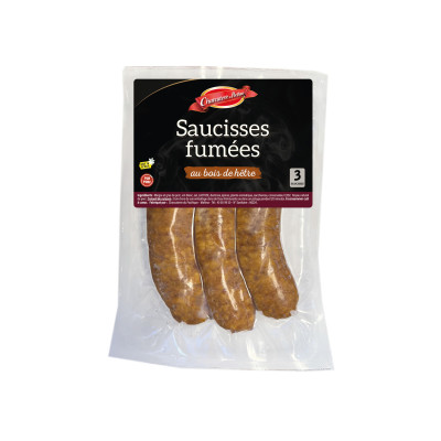 3 saucisses fumées pur porc