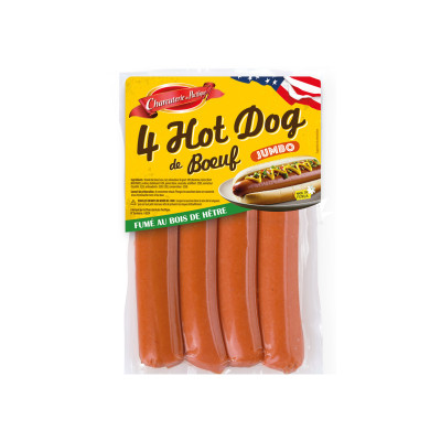 4 saucisses hot dog jumbo au boeuf