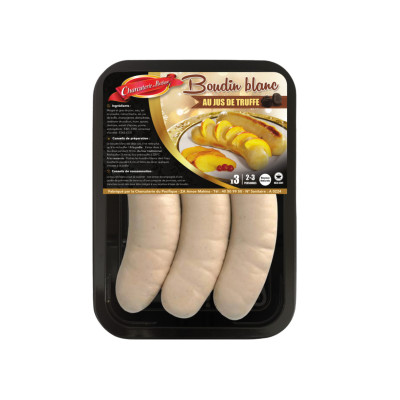3 boudins blanc au jus de truffe, congelés