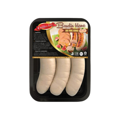 3 boudins blanc au foie gras, congelés