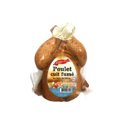 Poulet entier cuit et fumé, congelé
