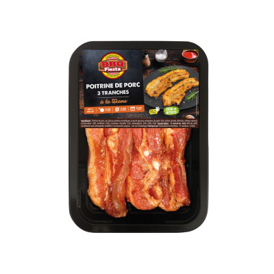 3 tranches de poitrine de porc texane