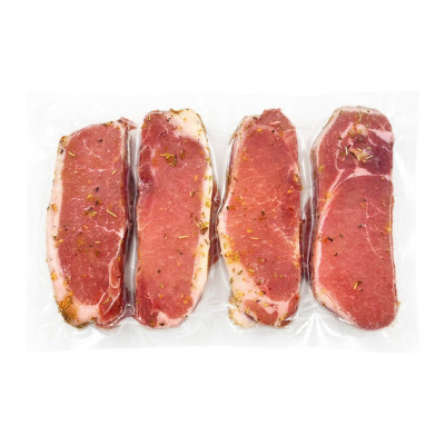 4 tranches de longe de porc désossée à l'ail et fines herbes, congelées