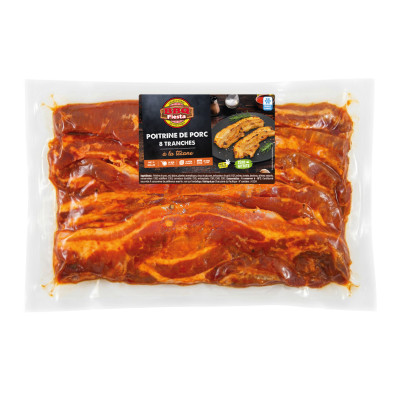 8 tranches de poitrine de porc texane, congelées