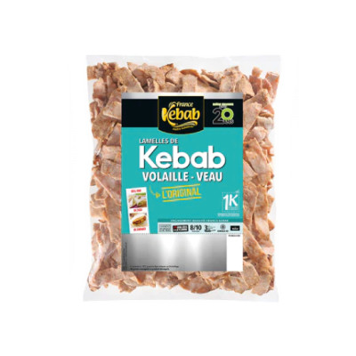 Lamelle de kebab volaille veau 850g, congelée