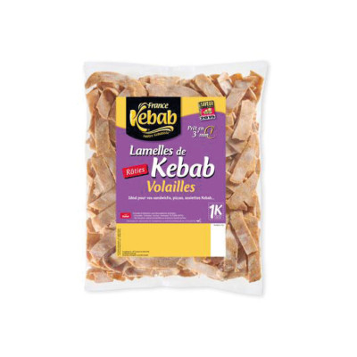 Lamelle de kebab volailles rôties 850g, congelée