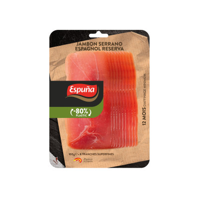 Jambon Serrano Reserva (-80% de plastiques) ESPUNA - 8 tranches, 100 g