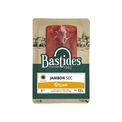 Jambon Serrano BASTIDES (affinage 10 mois) - 6 tranches, 100 g