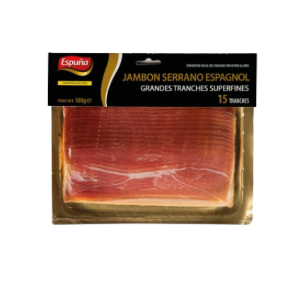 Jambon Serrano ESPUNA - 15 tranches fines, 180 g