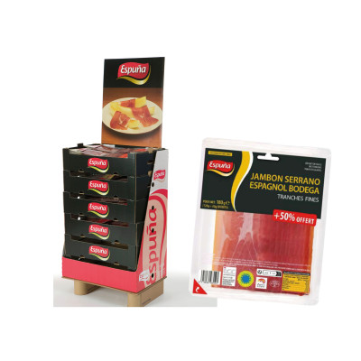 Jambon Serrano Bodega ESPUNA - 10 tranches +5 gratuites (180 g), box de 192 paquets