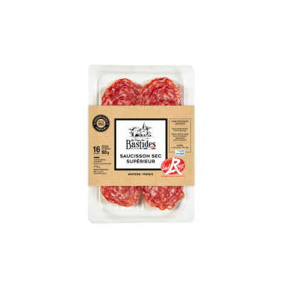 Saucisson sec supérieur Label Rouge BASTIDES - 16 tranches, 80 g