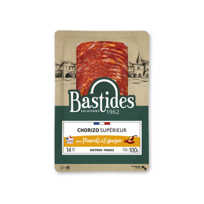 Chorizo aux piments d'Espagne BASTIDES (14 tranches), 100 g
