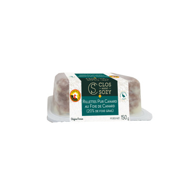 Rillettes pur canard du Sud-Ouest au foie gras CLOS SAINT SOZY, 150 g