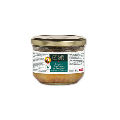 Rillettes pur canard du Sud-Ouest au piment d'Espelette CLOS SAINT SOZY, 180 g