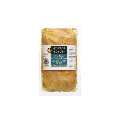 Foie gras de canard entier du Sud-Ouest mi-cuit au piment d'Espelette CLOS SAINT SOZY, 200g