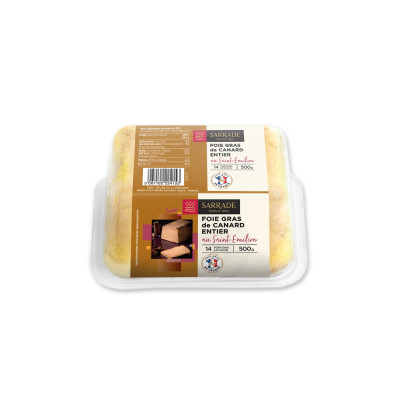 Foie gras de canard entier au St Emilion SARRADE, 500 g