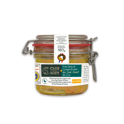 Foie gras de canard entier du Sud-Ouest mi-cuit CLOS SAINT SOZY, 180g