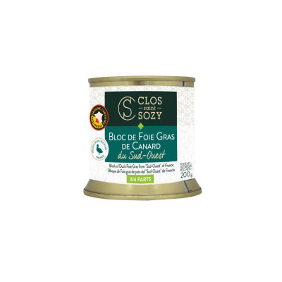 Bloc de foie gras de canard du Sud-Ouest CLOS SAINT SOZY, 200g