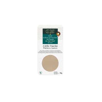 Duo de bloc de foie gras de canard CLOS SAINT SOZY, 80 g