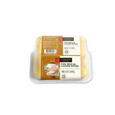 Foie gras de canard entier au poivre fraichement moulu SARRADE, 500 g