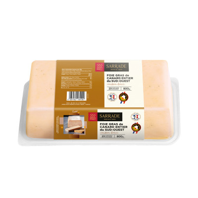 Foie Gras de Canard Entier du Sud-Ouest mi-cuit SARRADE, 800 g