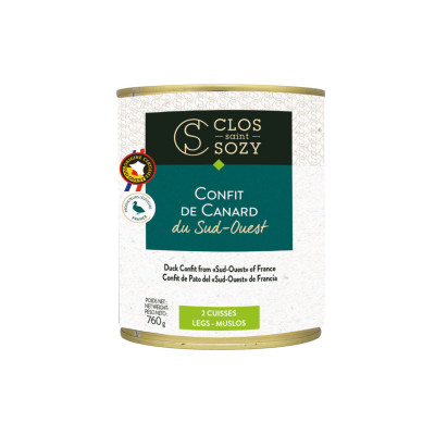 2 cuisses de canard confites du Sud-Ouest CLOS SAINT SOZY, 760 g