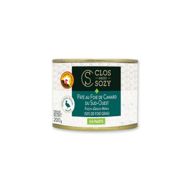 Paté de foie de Canard du Sud-Ouest (50% de foie gras de canard) CLOS SAINT SOZY, 200 g