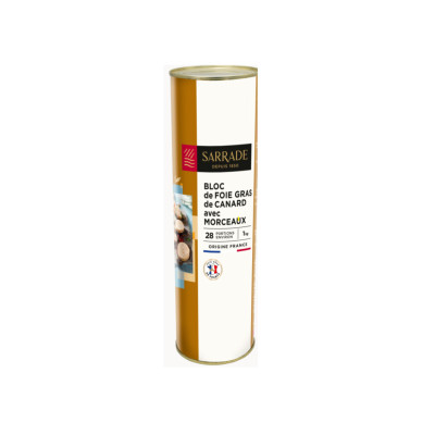 Bloc de foie gras de canard (30% morceaux) SARRADE, 1 kg