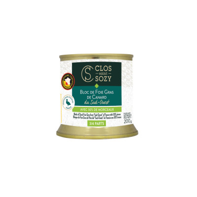 Bloc de foie gras de canard du Sud-Ouest (30% morceaux) CLOS SAINT SOZY, 200 g