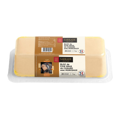 Bloc de foie gras de canard mi-cuit (30% morceaux) SARRADE, 1 kg