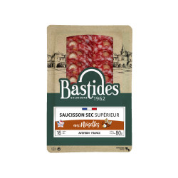 Saucisson sec supérieur aux noisettes BASTIDES, 16 tranches